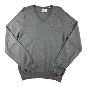Gant V-Neck Sweater Merino Silk Wool Gray Size M